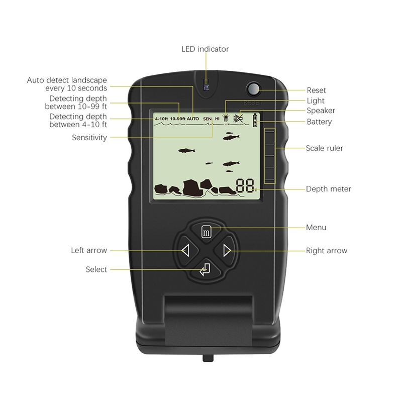 جهاز كشف الأسماك المحمول الجدي - مراجعة Fish Finder Transducer وسعره