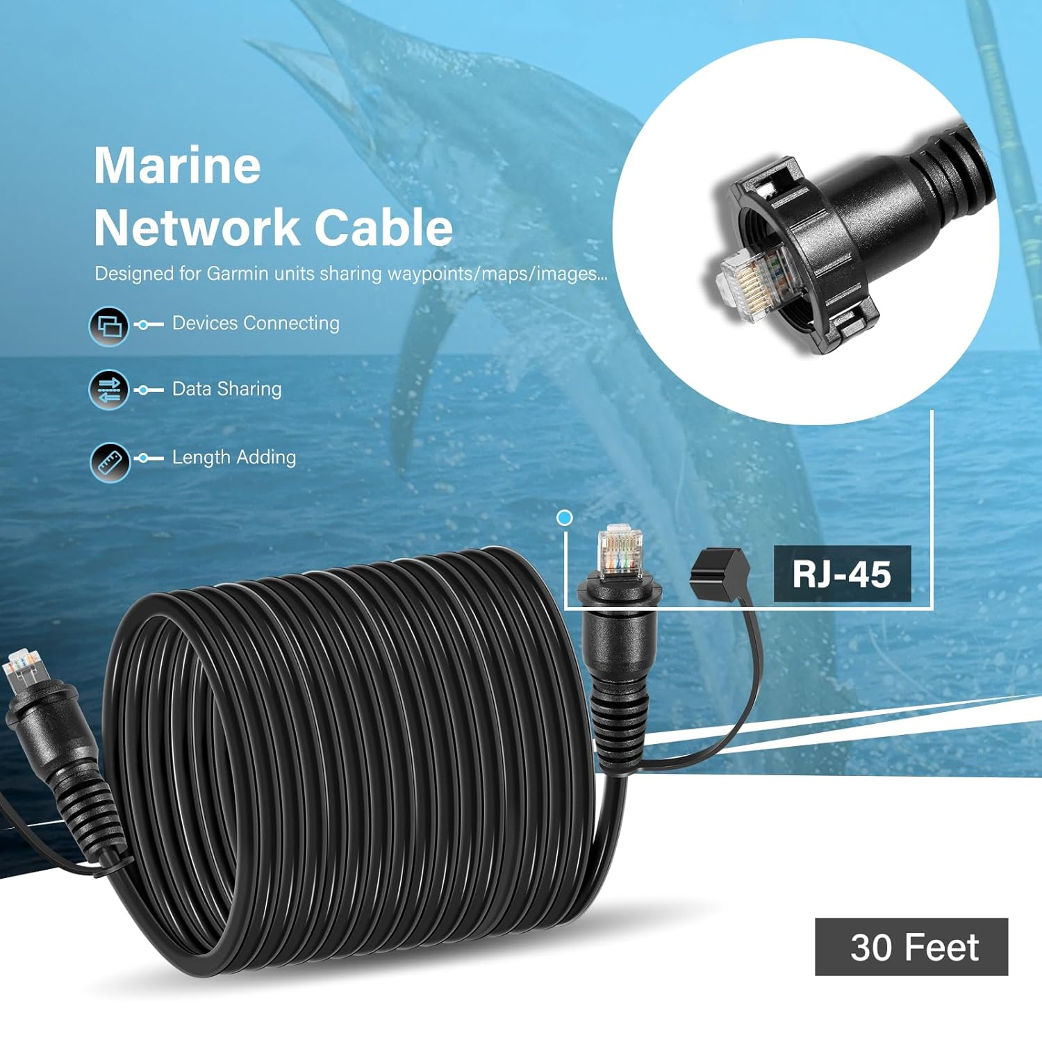 كابل شبكة بحرية بطول 30 قدمًا  - مراجعة Fish Finder Cable وسعره